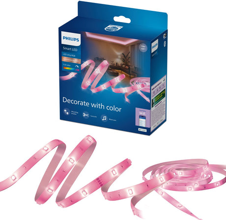 Philips smart lighting - led strip - lengte: 15m - rgb - gekleurd en instelbaar wit licht - muzieksynchronisatie - werkt met de wiz app - wifi