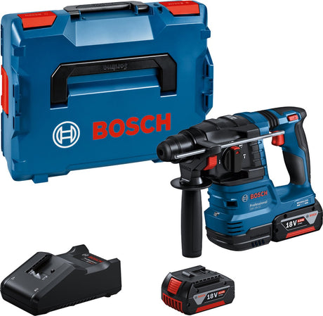 Bosch Blue GBH 18V-22 Akku-Bohrhammer | 1,9 Jahre | 2 x 4,0 Ah Akku + Schnellladegerät | in L-Boxx - 0611924002