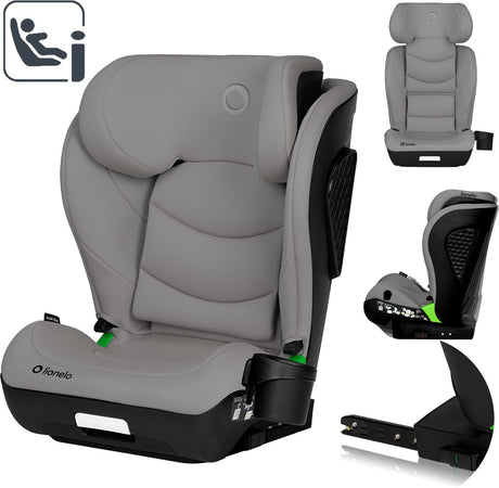 Lionelo Neal i-size – Autositz 100–150 cm – ISOFIX oder Autosicherheitsgurt – verstellbare Kopfstütze (10 Positionen) – neigbare Rückenlehne (4 Positionen) – Seitenaufprallschutz – Getränkehalter – EPP-EPS-Schaum – abnehmbarer Bezug – bequem, universell
