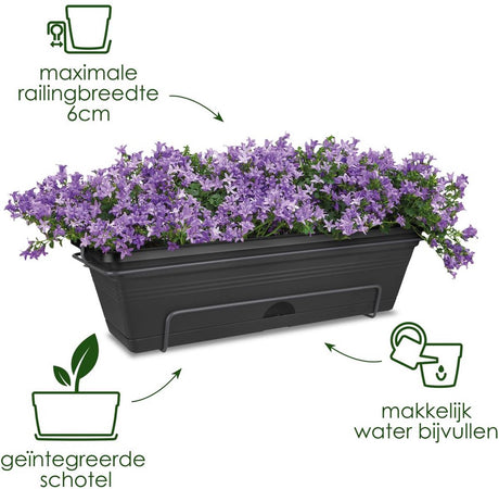 Elho Green Basics Balkonpflanzgefäß allin1 70 – Pflanzgefäß für den Außenbalkon – ø 68,5 x H 16,5 cm – Living Black