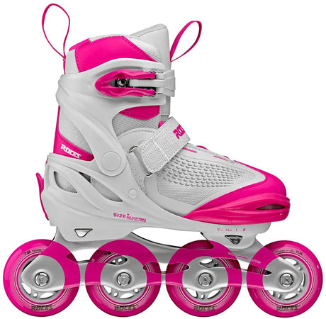 Roces Moody x TIF Girl verstellbare Inline-Skates Kinder – Inline-Skates – Mitwachs-Skates – Weiß Rosa – Größe 30–35