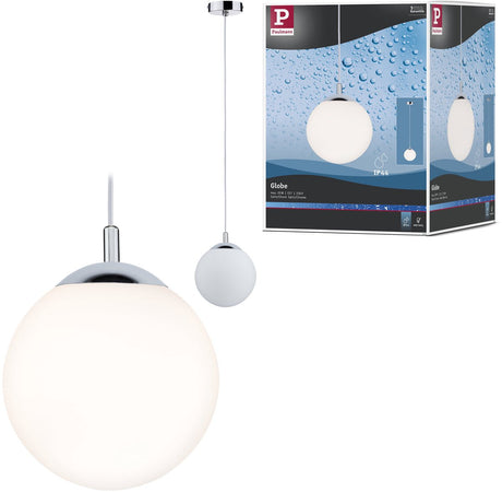 Paulmann hanglamp globe ip44 e27 max. 20w satijn, chroom dimbaar