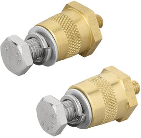 Proplus set van 2 accupolen m6 – voor accu en lithium accu – met schroef en ring – messing zilver