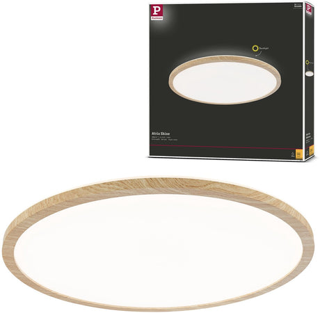Paulmann LED Panel Atria Shine Hintergrundbeleuchtung IP44 rund 420 mm 22W 2300lm 3000K Holzoptik