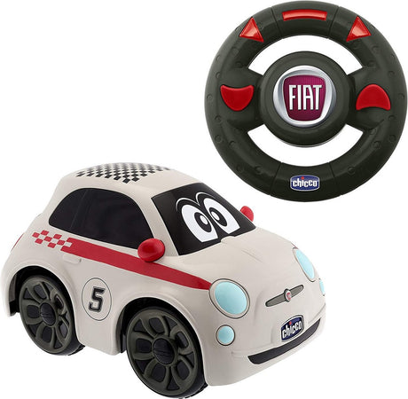 Chicco fiat 500 sport - rc auto - intuïtieve afstandsbediening in stuurvorm - motorgeluid en toeter - wit (2-6 jaar)
