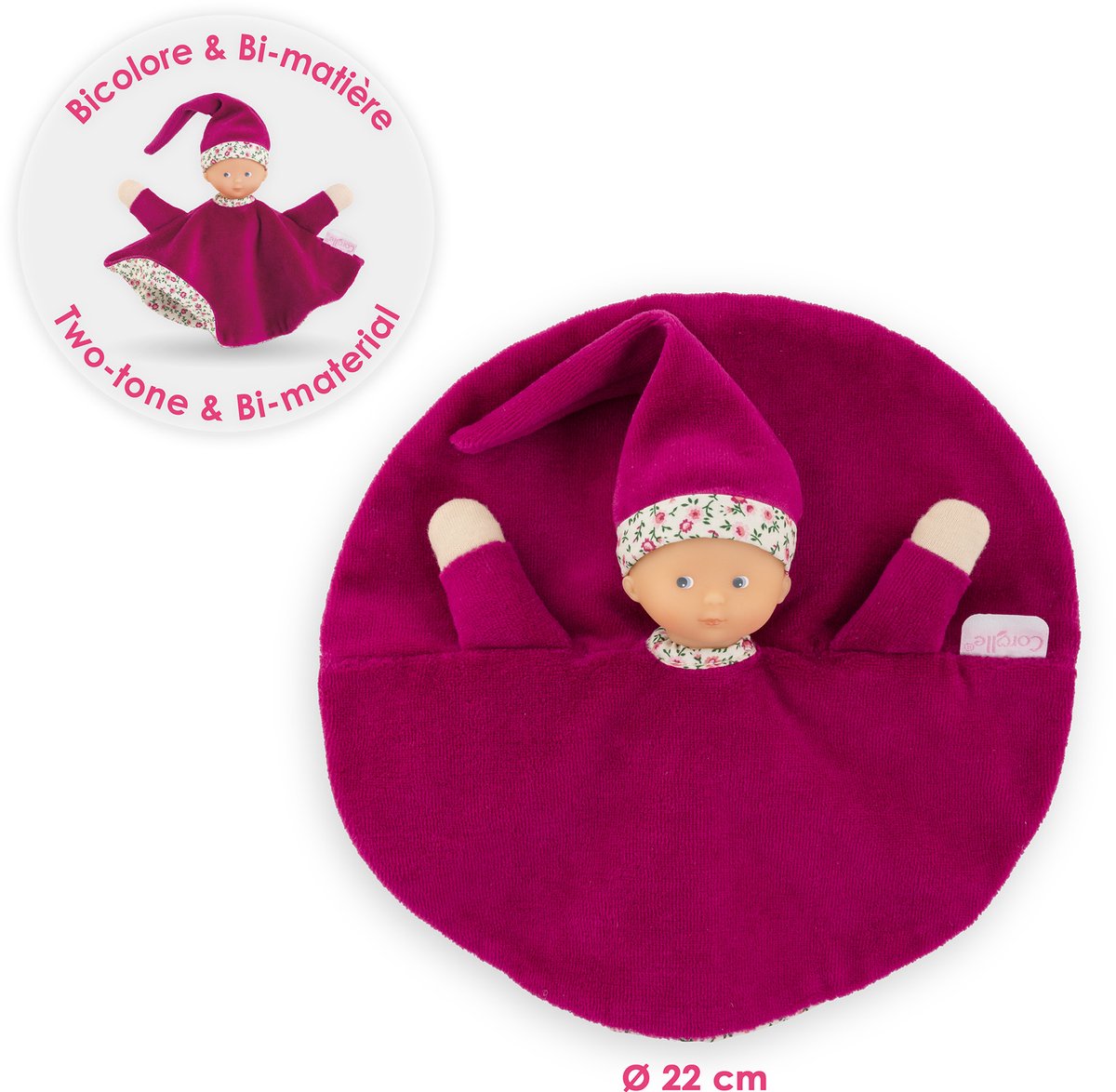 Corolle tidoudou – rosa Grenadine-Kuscheltuch, 17 cm