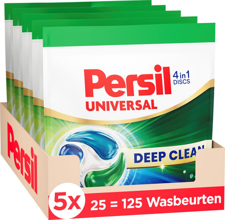 Persil Waschmittel – Waschmittelkapseln – Scheiben Universal – 4-in-1-Scheiben – für alle Wäschefarben – Vorteilspack – 5 x 25 = 125 Wäschen