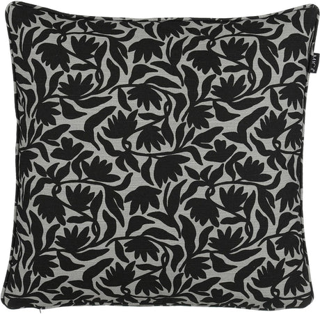 Mica decorations kelly tuinkussens 45 x 45 x 10 cm - 2 buitenkussens met bloemenprint - afneembare hoes met ritssluiting - gerecyclede polyester vulling - zwart