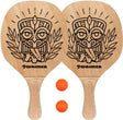 Waimea beach peddelbal set met houten grip - blank zwart fluororanje