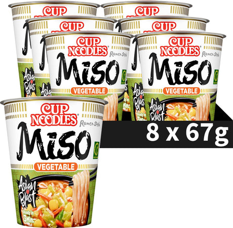 Nissin Cup-Nudeln – Veggi-Miso-Nudeln – Instantnudeln – vegetarisch – 8 Stück