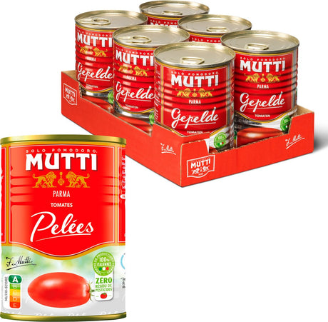 Mutti Pelati geschälte Tomaten zrp – 6 Dosen x 400 Gramm