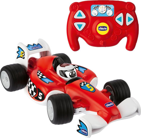 Chicco Tom Race RC – Ferngesteuertes Auto – Sportwagen-Lenkrad als Fernbedienung – echte Renngeräusche – Rot (2–6 Jahre)