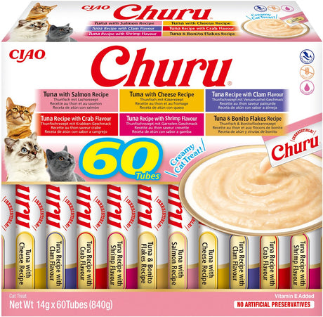 Inaba Ciao Churu cremiger Püree Katzensnack flüssige Thunfischsorten 60x14g