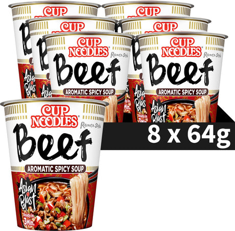 Nissin Cup-Nudeln – Fünf-Gewürze-Rindernudeln – Instant-Nudeln – 8 Stück