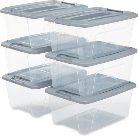 Iris neue Topbox-Aufbewahrungsbox – 15 l – Kunststoff – transparentes Silbergrau – 6er-Set