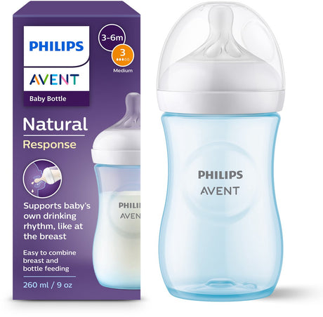 Philips Avent Natural Response Babyflasche – 260 ml – Durchfluss 3 – blau – 1 Flasche – SCY903 21