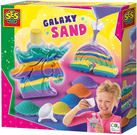 Ses Galaxie-Sandkunst – Einhorn und Regenbogen