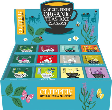 Clipper thee clipper biologisch thee - probeer box - assortiment box - 12 verschillende smaken - 12x15 theezakjes - 180 theezakjes