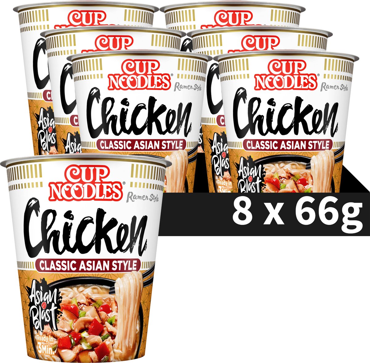 Nissin Cup Noodles – leckere Hühnernudeln – Instantnudeln – 8 Stück