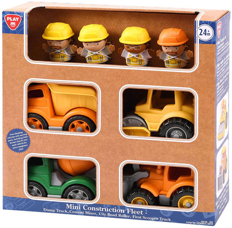 Playgo Mini-Baufahrzeuge mit Figuren-Spielset – 8-teilig.