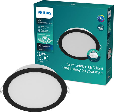 Philips led philips meson inbouwspot - plafondverlichting - diameter: 140mm - koelwit licht: 4000k - zwart