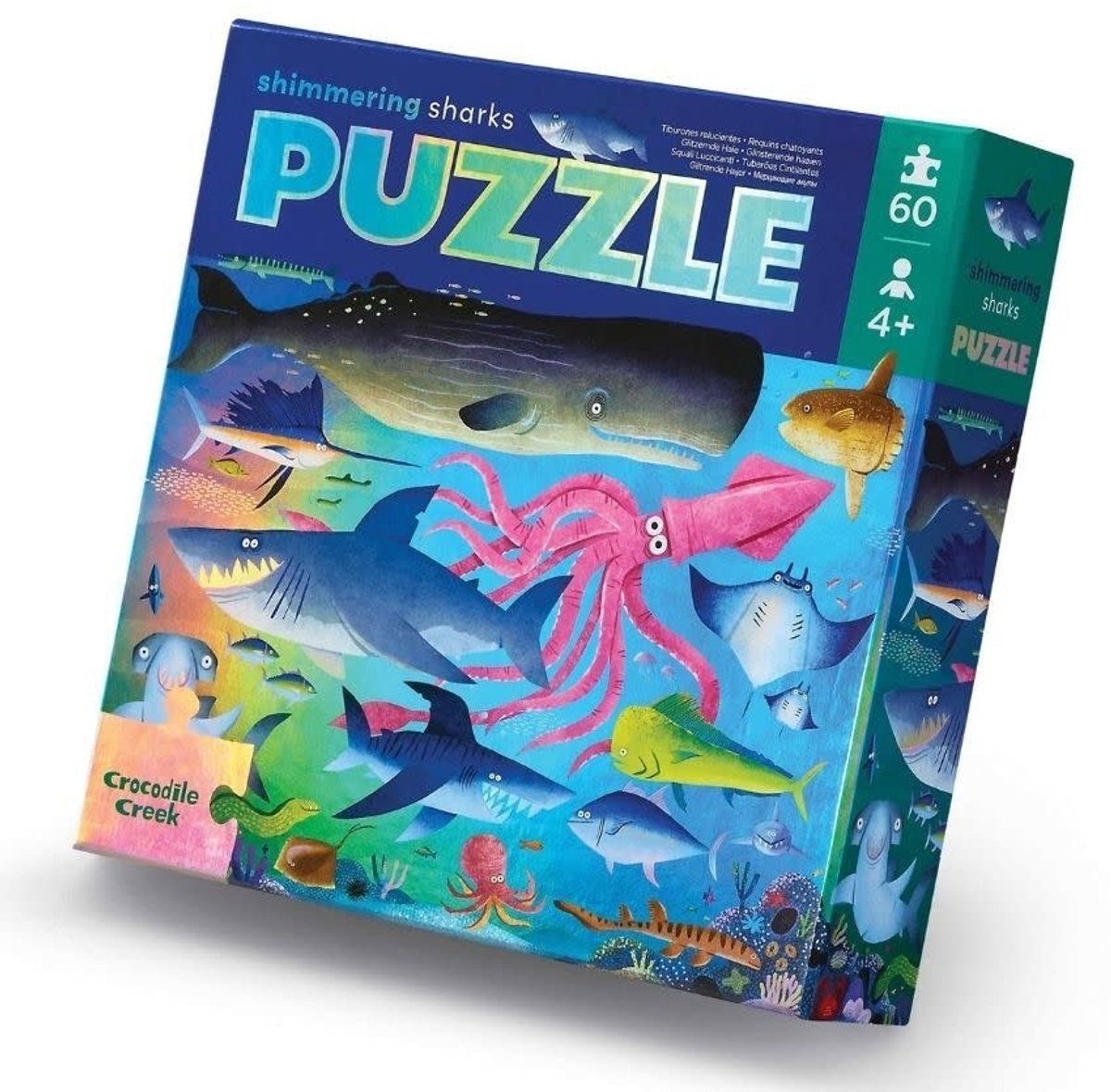 Crocodile creek foliepuzzel shimmering sharks - 60 stukjes