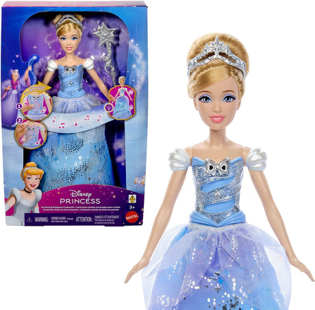 Mattel Disney Princess Cinderella – Bezaubernde Ballkleid-Modepuppe mit Lichtshow und Sound