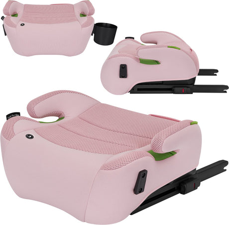 Lionelo luuk fix i-size – zitverhoger – isofix – autostoel booster – 22-36 kg, 125-150 cm – voorwaarts gericht – i-size r129 04 – brede zitting met dri-seat epe-schuim – armleuningen – roze