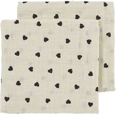Meyco Baby Sweet Heart vorgewaschene hydrophile Tücher – 2er-Pack – vorgewaschene hydrophile Tücher – weiches Sandschwarz – 70 x 70 cm