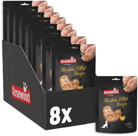 Rosewood Hähnchenfiletstreifen klein – Hundesnack – 97 % Huhn – proteinreich und fettarm – 8 x 150 g