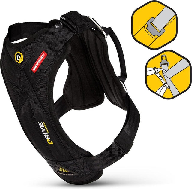 Ezydog drive honden auto tuig - veiligheidsharnas - 49 106cm - zwart l