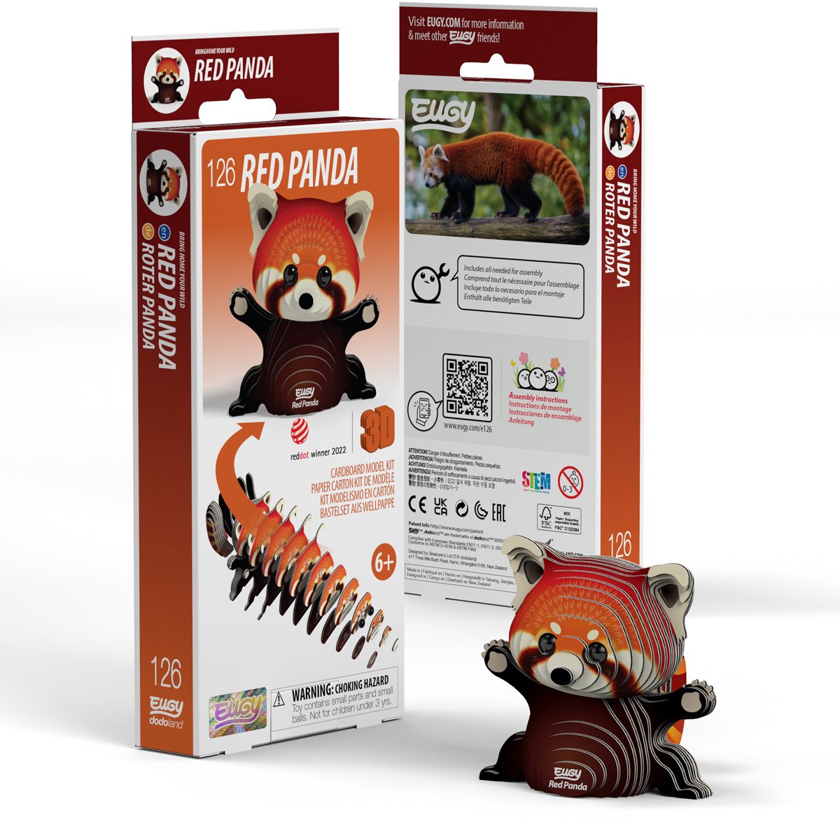 Eugy 3d puzzel - rode panda - wilde dieren - duurzaam - verzamel ze allemaal - 6 jaar