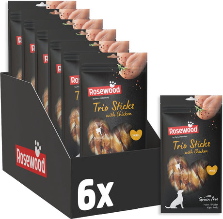 Rosewood trio sticks kip small - kauwsticks voor kleine honden - kip en runderhuid - 60 kauwstaven