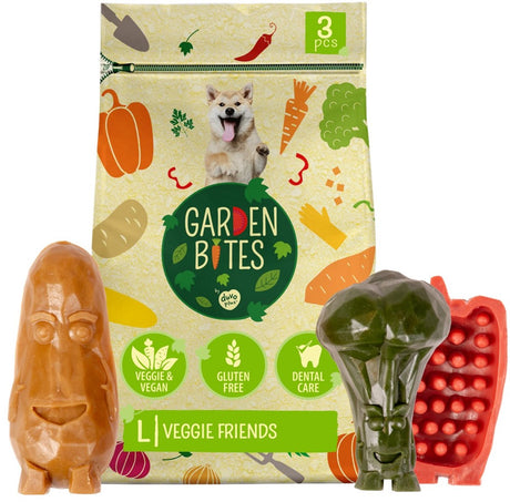 Garden Bites duvoplus – Veggie Friends Hundesnacks – Hundeleckerlis – vegetarisch, glutenfrei – groß, 3 Stück