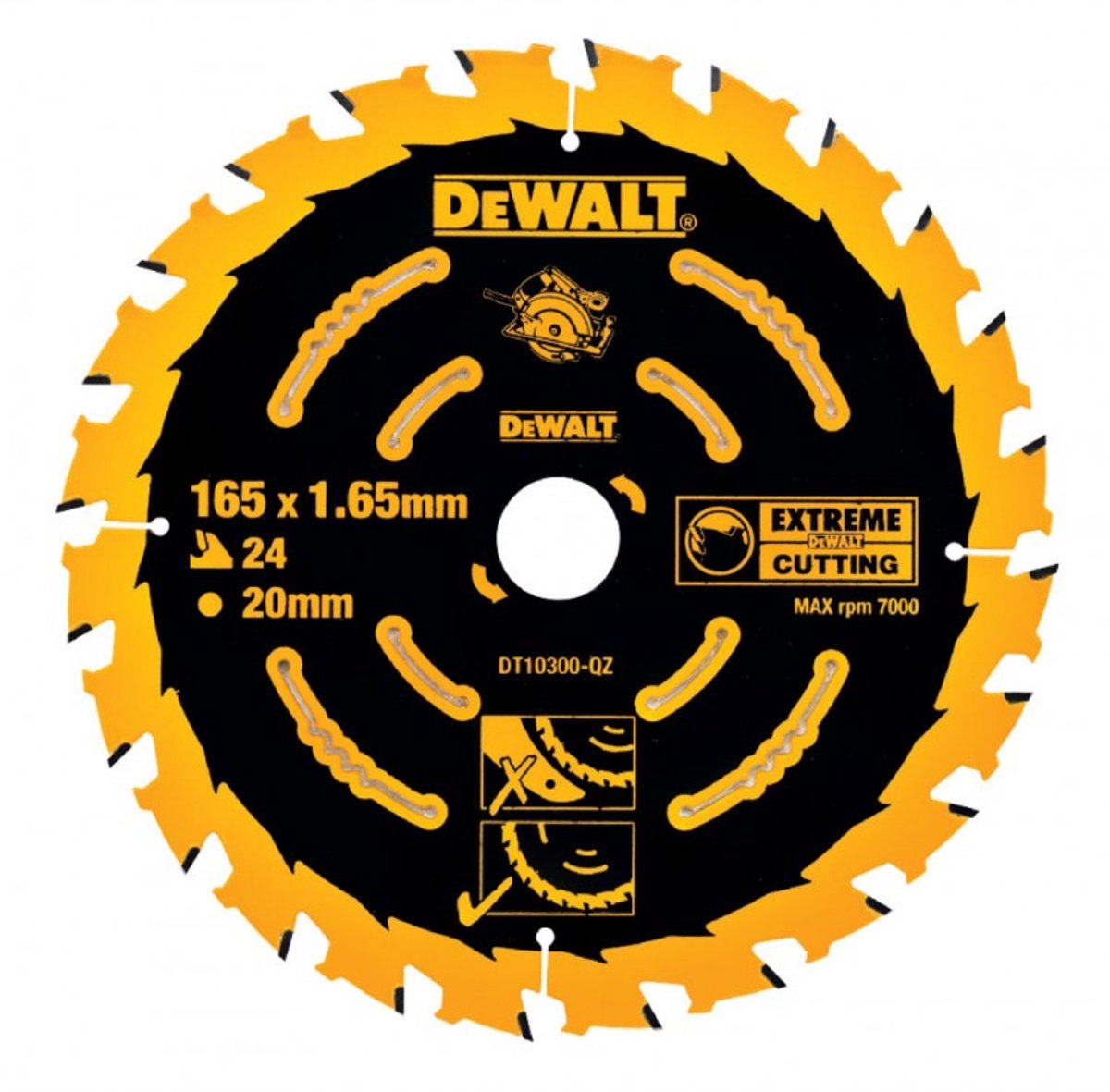 Dewalt extreme framing serie - cirkelzaagblad - 165mm - 24 tanden - c3 carbide