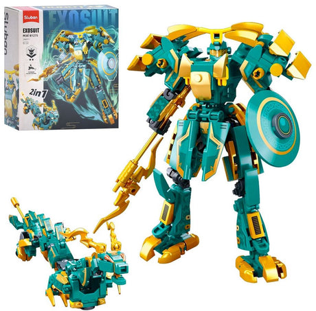 Sluban Exosuit Roboter Azura Drache Bauspielzeug 2in1 Actionfigur – Konstruktionsspielzeug – Bauset mit 244 Bausteinen – M38-B1275 – ab 6 Jahren
