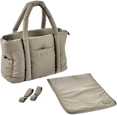 Béaba Paris Puffy Wickeltasche – trendige gepolsterte Wickeltasche – Wickeltasche mit Kühlfach für Wickelauflage – 10 Fächer – Kinderwagen – Trolley-Aufsatz – Gazelle – Unisex-Babytasche – Babytasche 25 l – Grün