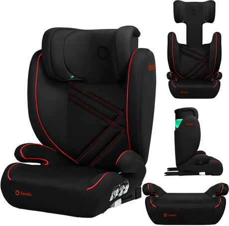 Lionelo Hugo i-Size – Autositz – 100–150 cm – Isofix-Gurt – verstellbare Kopfstütze – erweiterter Seitenschutz – Memory-Schaum – waschbare Polsterung – wächst mit Ihnen – bequemer Sitz – i-Size-Standard R129