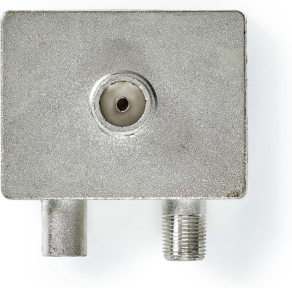 Nedis Satelliten- und Antennenadapter – IEC (Koax)-Buchse – F-Buchse, IEC (Koax)-Stecker – vernickelt – 75 Ohm – gerade – Zink – Metall silber – 1 Stück – Box