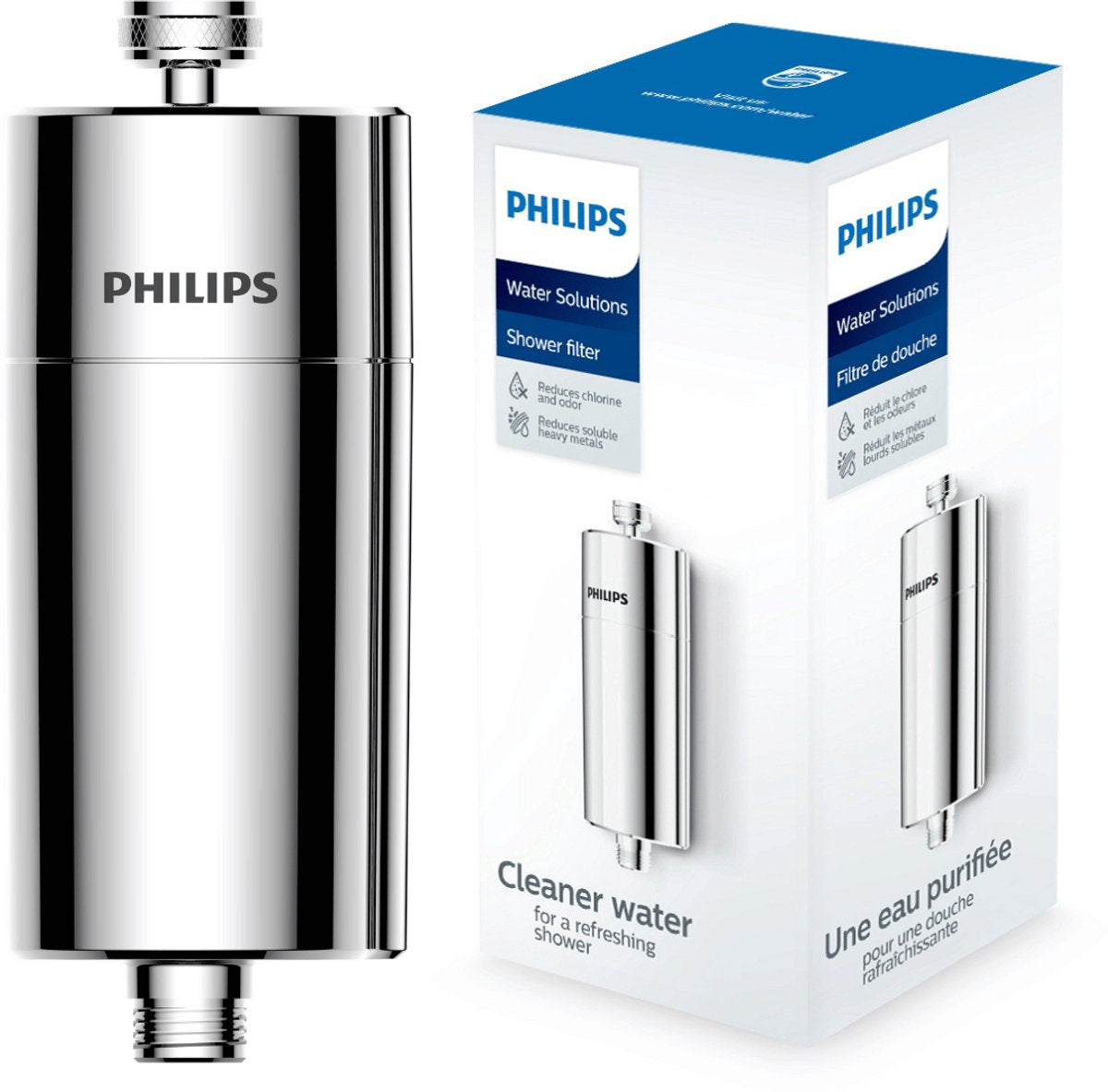 Philips AWP1775 Inline-Duschfilter, KDF-Filtersystem gegen Restchlor, Bakterien, Verunreinigungen und Kalk