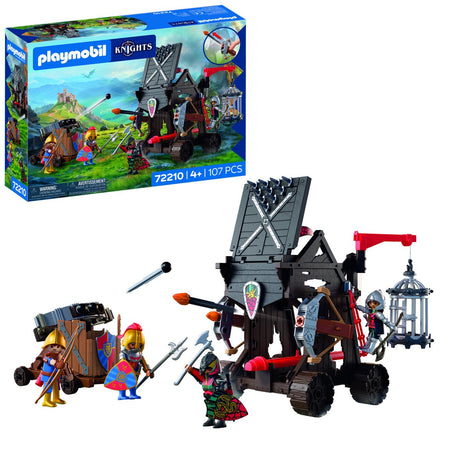 Playmobil | aanvalstoren drakenridder | belegeringstoren met stormram, ballista's, kooi en 4 ridders | vanaf 4 jaar | 72210