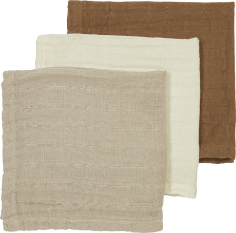 Meyco Baby Uni Gesichtstücher – 3er-Pack – hydrophil – cremefarbenes Sand-Toffee – 30 x 30 cm