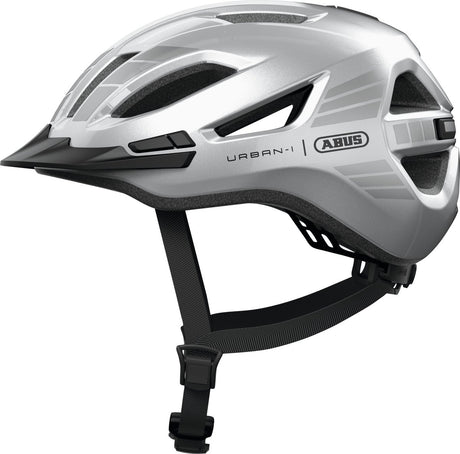 Abus Fahrradhelm Urban-i 4.0 LR Signal Silver L - 57-61 cm - Silber - geeignet für den Einsatz an Elektrofahrrädern - Cityfahrrädern - 280 g