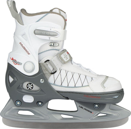 Nijdam Eishockey-Schlittschuhe – verstellbar – halbweicher Stiefel – weiß – Größe 33–36