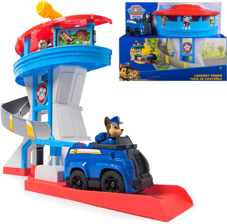 Paw Patrol - Figurenset - Aussichtsturm - mit 2 Verfolgungsjagd-Actionfiguren und Polizeiauto