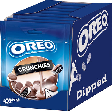 Oreo-Crunchies-Kekse, Schokoladenkakao mit Vanillecremefüllung und Überzug mit Milchschokoladengeschmack – Schachtel 8 x 110 g – Beutel – Kekse zum Teilen und Knabbern
