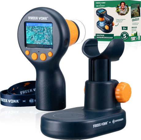 Freek Spark x Bresser Handmikroskop – digitaler Bildschirm – bis zu 600-fache Vergrößerung – inkl. Ständer und Zubehörset