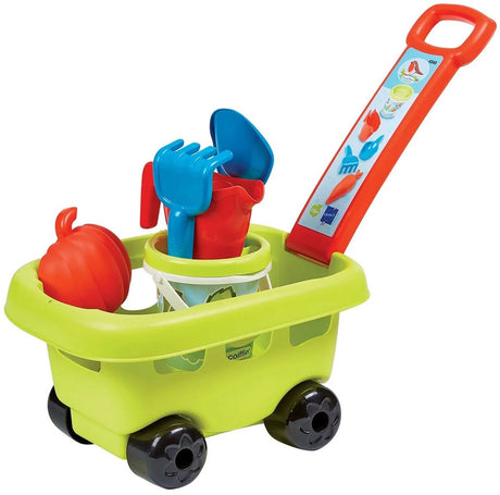 Ecoffier Ecoiffier Sandkasten-Set, Eimer, Spatel, Grabki, Gießkanne, Form + Wagen auf Rädern