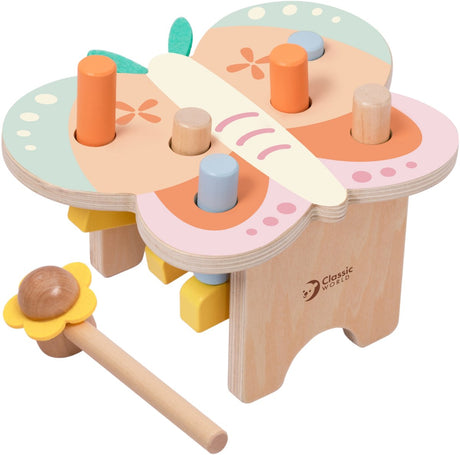 Classic World Holzspielzeug-Hammerbank-Schmetterling für Kleinkinder.