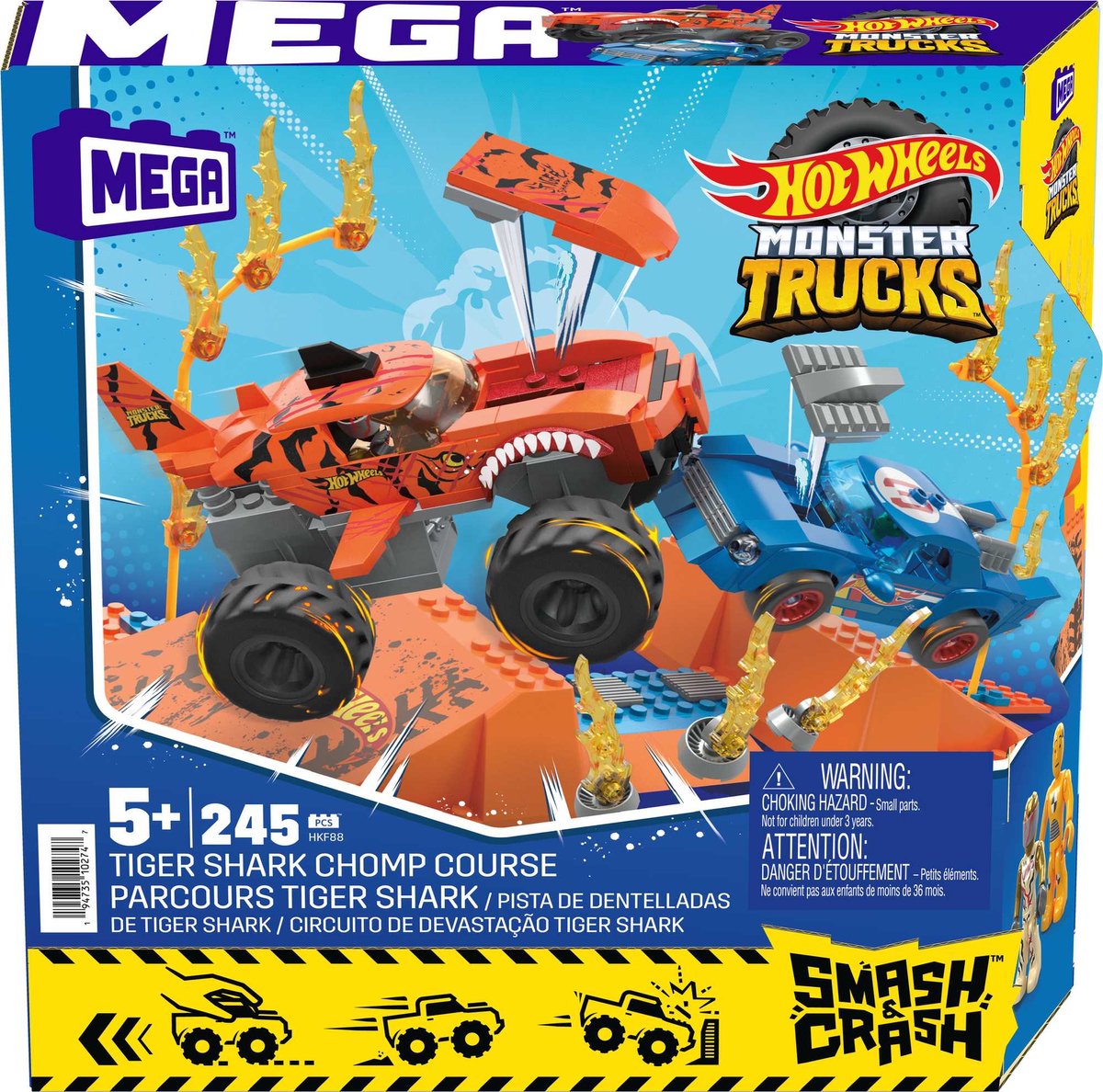 Mega Bloks Mega Hot Wheels Monster Trucks Tiger Shark Chomp Course